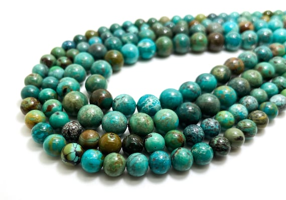 Natural Turquoise, Genuine AAA Polished Smooth Round Turquoise Gemstone Beads - 7mm 8mm 10mm 12mm - RN146