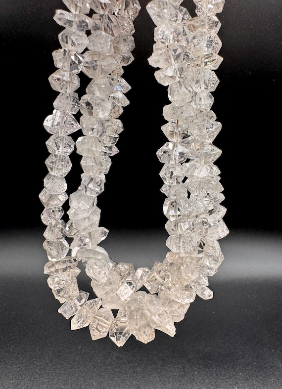 Raw Herkimer Diamond Quartz Beads: Natural Clear Crystal Nuggets Chips for Jewelry Making - PGS24C
