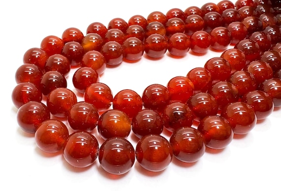 Carnelian Round Beads Strand – Natural Red Orange Gemstone Beads for Jewelry Making Healing Crystals, Energy Stones - PG287