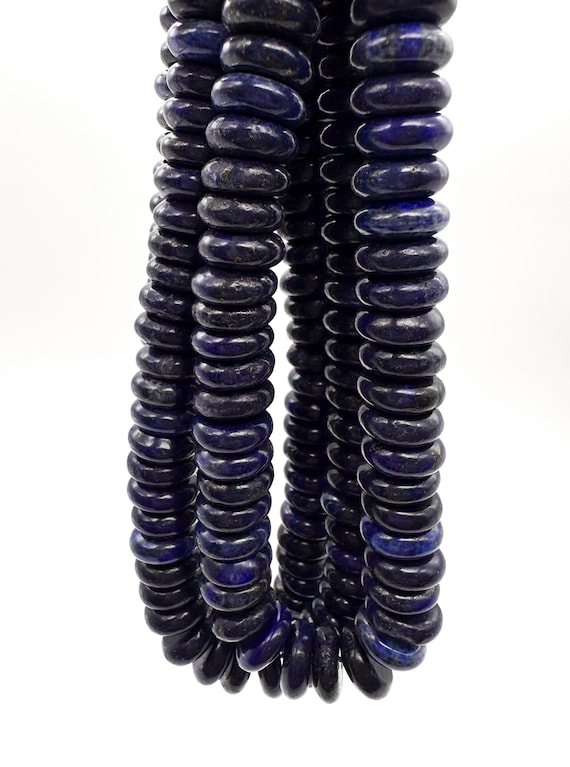 Natural Lapis Lazuli Rondelle Beads | 6x11mm Blue Gemstone Beads for Men Jewelry Making Supplies | Lapis Disc Beads RD47