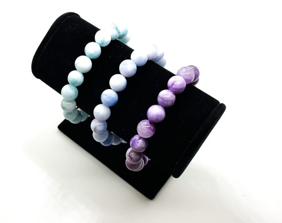 Dyed Jade 10mm Smooth Round Gemstone Beads Stretch Elastic Cord Bracelet Accessories - PGB158
