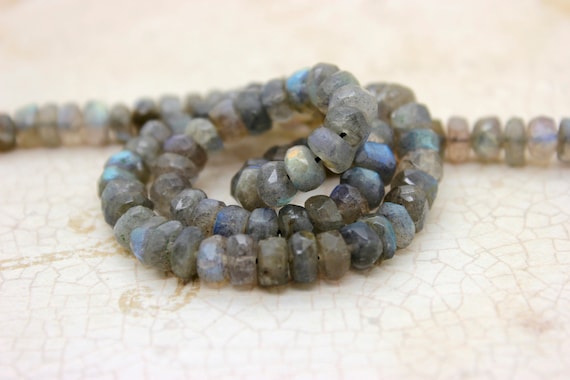 8X5MM LABRADORITE GEMSTONE GRADE A FACETED RONDELLE 8X5MM LOOSE BEADS 15.5/"