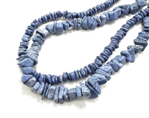 Natural Blue Coral Nugget Beads • Genuine Denim Blue Sponge Coral 6mm-10mm Assorted Organic Matte Beads Nautical Beach Jewelry Supply PG314