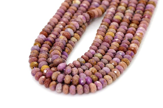 Purple Phosphosiderite, Natural Faceted Rondelle Phosphosiderite 3mm x 5mm, 4mm x 5mm Gemstone Beads - RDF79A