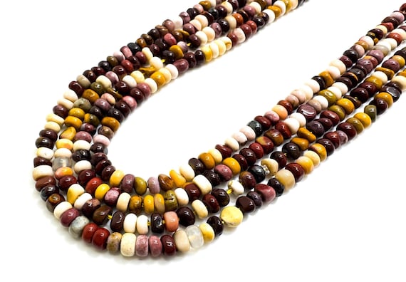Natural Mookaite Gemstone Beads: Polished Rondelle Pebble, 2mm x 4mm - RD39