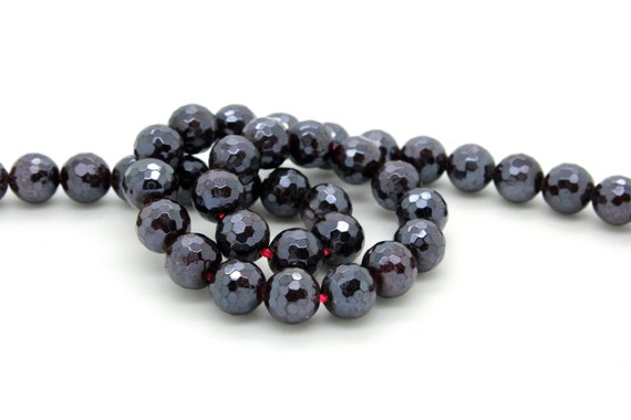 Garnet, Natural Faceted Red Garnet Round Sphere Gemstone Loose Beads with Coating - RNF90