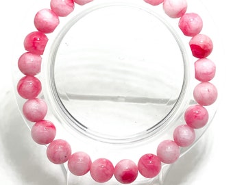 **Pink Agate Beaded Stretch Bracelet 810y