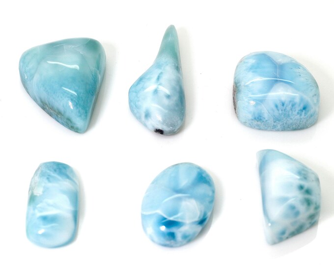 Natural Dominican Larimar Cabochon - Chips Rock Stone Gemstone Tear Drop Shape Beads for Ring Necklace Pendant Jewelry - PGL71