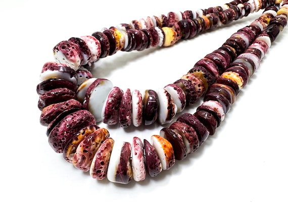 Purple Spiny Oyster Shell Beads: Graduated Heishi Disc, 8mm-20mm