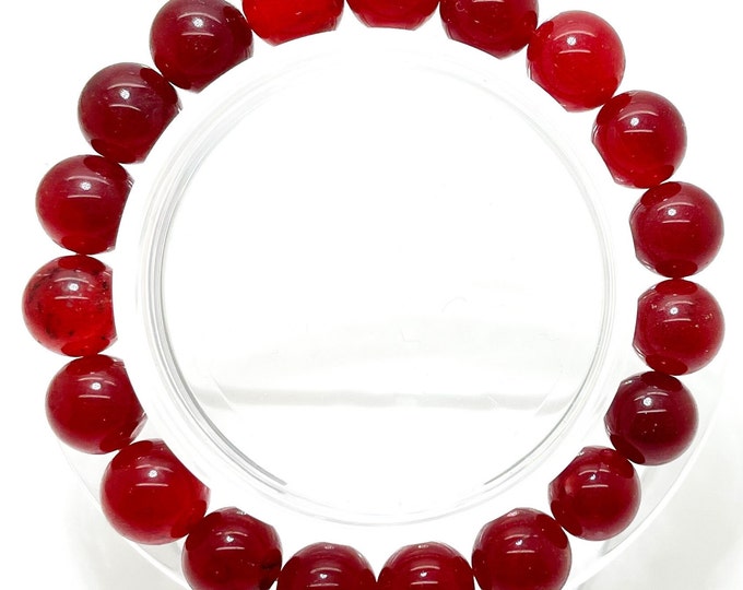 Natural Red Carnelian Agate Smooth Round Sphere Ball Gemstone 6mm 8mm 10mm Gemstone Beads Stretch Handmade Bracelet PGB76R