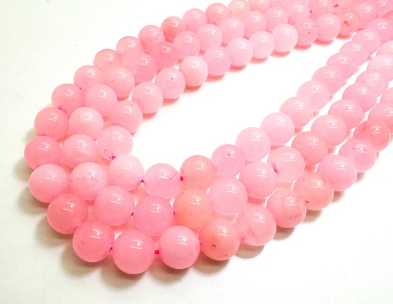Pink Agate Smooth Polished Round 10mm Gemstone Jewelry Making Beads - RN197B
