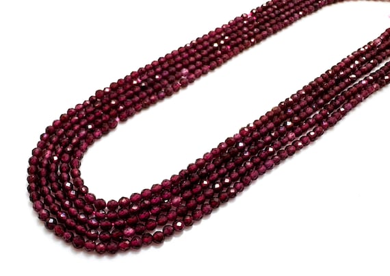 Natural Red Garnet Faceted Round Beads – 2mm Tiny Pinkish Red Gemstone Beads for Dainty Jewelry Making - RNF124
