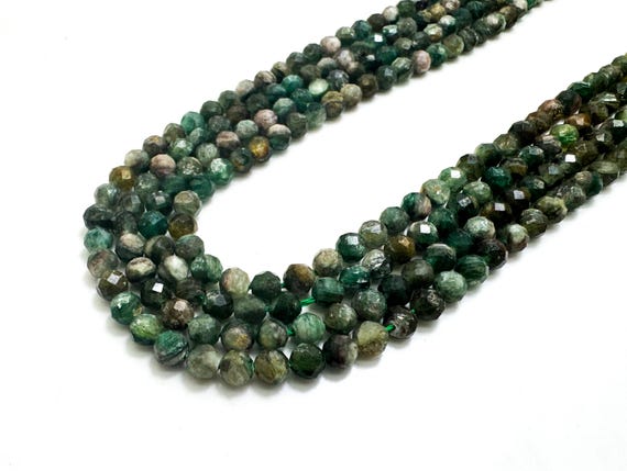 Natural Chrome Diopside Faceted Round Beads | 4mm | 15.5” Strand | Genuine Green Gemstone Beads for Jewelry Making, Healing & Design RNF78B