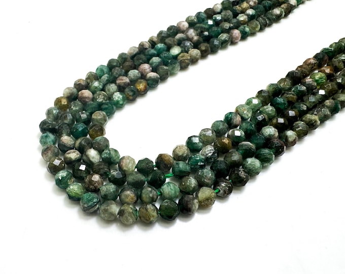 Natural Chrome Diopside Faceted Round Beads | 4mm | 15.5” Strand | Genuine Green Gemstone Beads for Jewelry Making, Healing & Design RNF78B