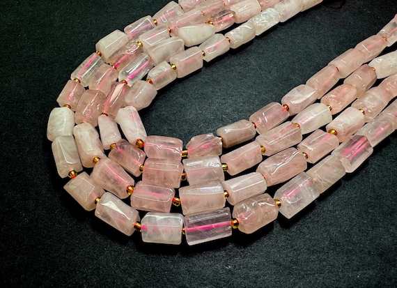 Pink Rose Quartz Faceted Nugget Beads: Chunky Gemstone Jewelry Making
