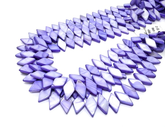 Purple Mother of Pearl Diamond Beads Genuine 14x8mm MOP Shell Rhombus Iridescent Lavender Violet Artisan Jewelry Making Supply - PG323