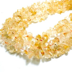 Natural Citrine Beads, Yellow Golden Citrine Flat Chips Nugget Assorted Size Gemstone Beads - PG80 image 1
