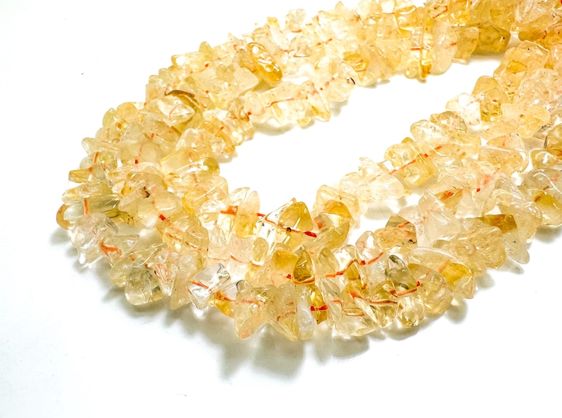 Natural Citrine Beads, Yellow Golden Citrine Flat Chips Nugget Assorted Size Gemstone Beads - PG80 image 1