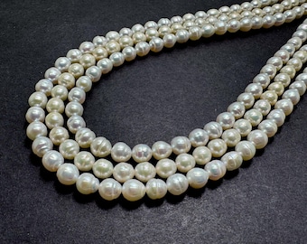 AAA High-Quality White Baroque Freshwater Pearl 6mm Round Beads – Full Strand - PGS77
