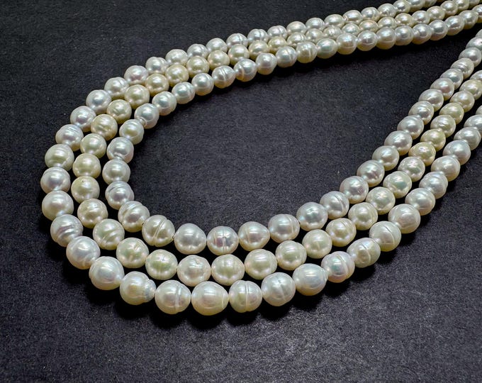 AAA High-Quality White Baroque Freshwater Pearl 6mm Round Beads – Full Strand - PGS77