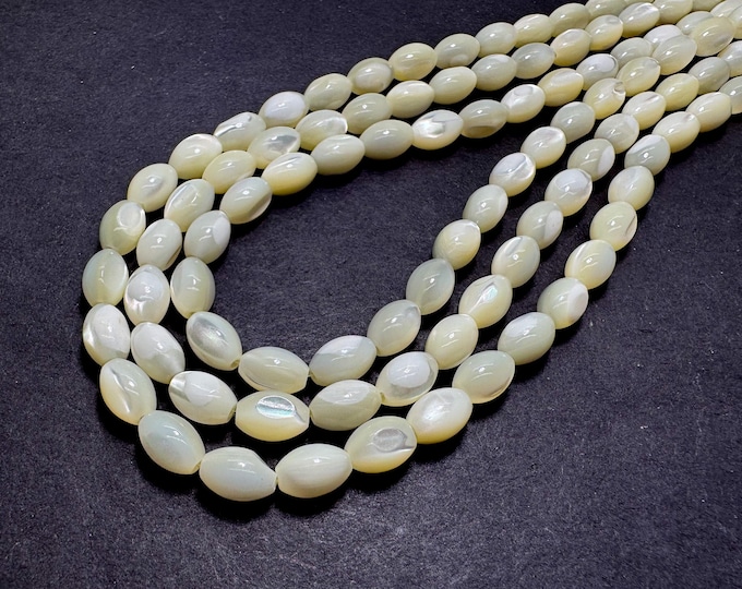 AAA Oval Barrel Mother of Pearl MOP Shell Beads – Natural Iridescent Shell for Jewelry Making - PG322H