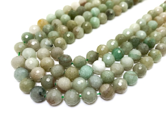 Natural Green Aventurine Faceted Round 8mm Gemstone Beads - RNF128
