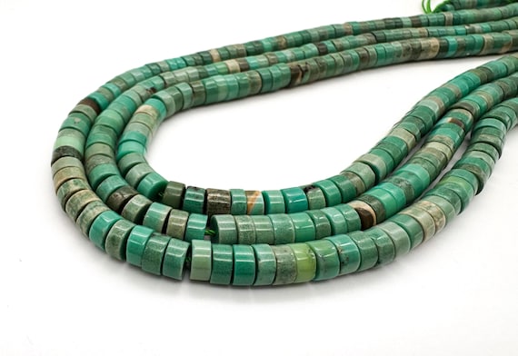 Natural Green Moss Opal Beads Smooth Polished Heishi Disc Wheel Mint & Sage Green Stone Gemstone Artisan Jewelry Supply - PG196