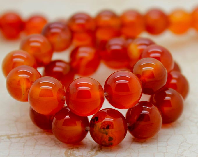 Natural Carnelian Beads, Polished Smooth Round Sphere Natural Carnelian Gemstone Beads (4mm 6mm 8mm 10mm) - PG287