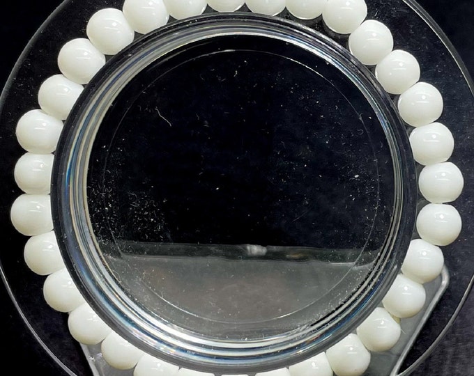 White Onyx Round Ball Sphere Gemstone Beads Size 6mm 8mm 10mm Semi-Precious Gemstone Elastic Cord Handmade Bracelet PGB95B