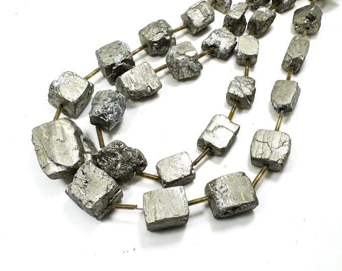 Pyrite Beads, Natural Pryite Rough Nuggets Cube Rough Raw Gemstone Beads - PG200