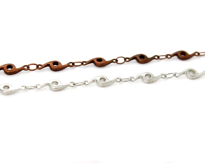 Designed Cable Link Chain, 3mm x 10mm Metal Unfinished Chain, Necklace Chain, Jewelry Making  - Bronze Copper Silver - PCH07