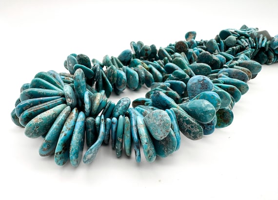 Arizona Turquoise Teardrop Beads Natural Teal Blue Graduated  Flat Back Pear 12mm ~ 22mm Premium Gemstone for  Women Jewelry - PGS370-5