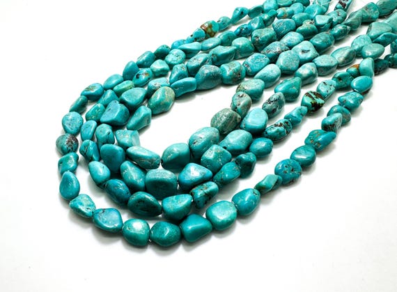 Natural Turquoise Beads, Genuine Blue Arizona Kingman Turquoise Nugget Pebble Gemstone Beads (Assorted Size) - PGS406