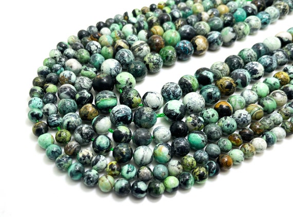 Natural Variscite Beads, AAA Green Variscite Polished Smooth Round (6mm 8mm 10mm) Gemstone Beads - RN139
