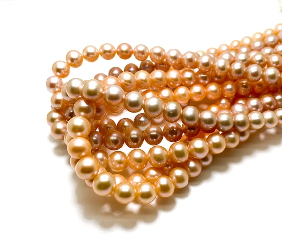Natural Akoya Pearl Beads – 9-10mm Light Pink, AAAAA Grade