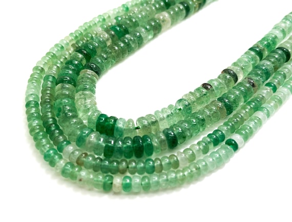 Prehnite Beads, Natural High Quality Green Prehnite Smooth Polished Rondelle Round Flat Gemstone Beads - RD34