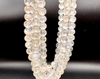 Natural Moonstone Beads, Grade AAA Natural Blue Flash Rainbow Moonstone Smooth Round Sphere Ball Gemstone Beads - RN126