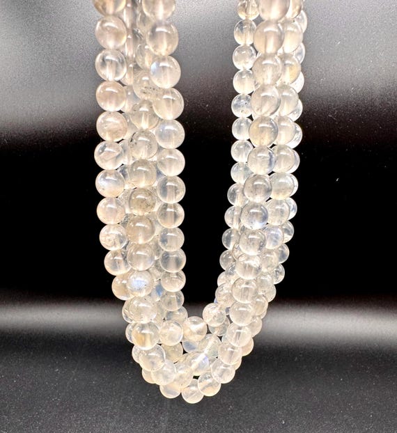 Natural Moonstone Beads, Grade AAA Natural Blue Flash Rainbow Moonstone Smooth Round Sphere Ball Gemstone Beads - RN126