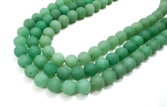 Natural Green Aventurine Gemstone Beads, Frosted Green Aventurine Round Beads – Soft Matte Finish - (6mm 8mm 10mm) - PG135