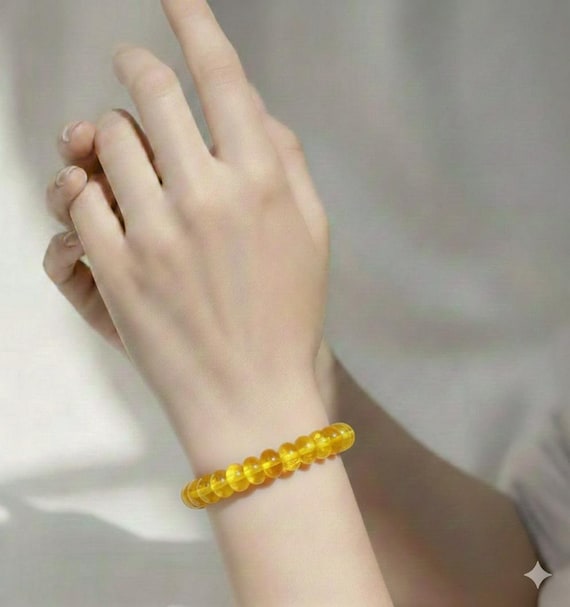 Yellow Jade Rondelle Bead Bracelet: Handmade Gemstone Jewelry