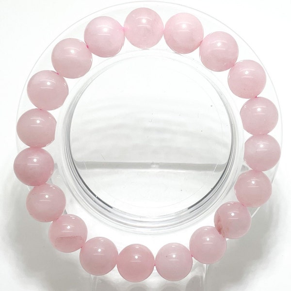 Rose Quartz Bracelet, Light Pink Rose Quartz Smooth Round Natural Gemstone Beads Size 6 8 10mm Stretch Elastic Cord  Bracelet PGB83