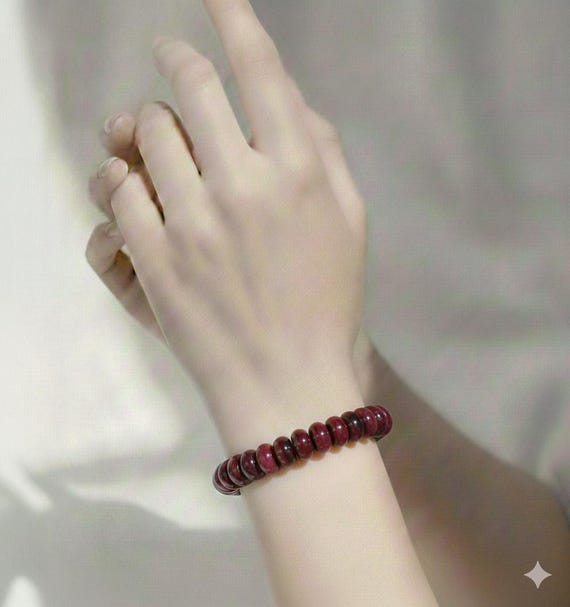 Purple Jade Rondelle Bead Bracelet: Handmade Stretch Cord, 8mm