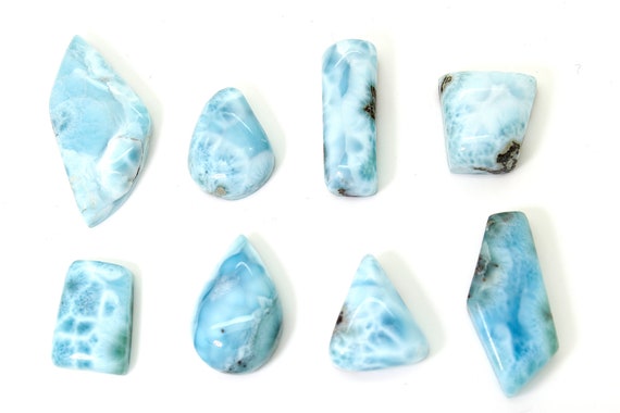 Natural Dominican Larimar Cabochon Chips Rock Stone Gemstone Variety Shape Beads for Ring Necklace Pendant Jewelry Making - PGL61