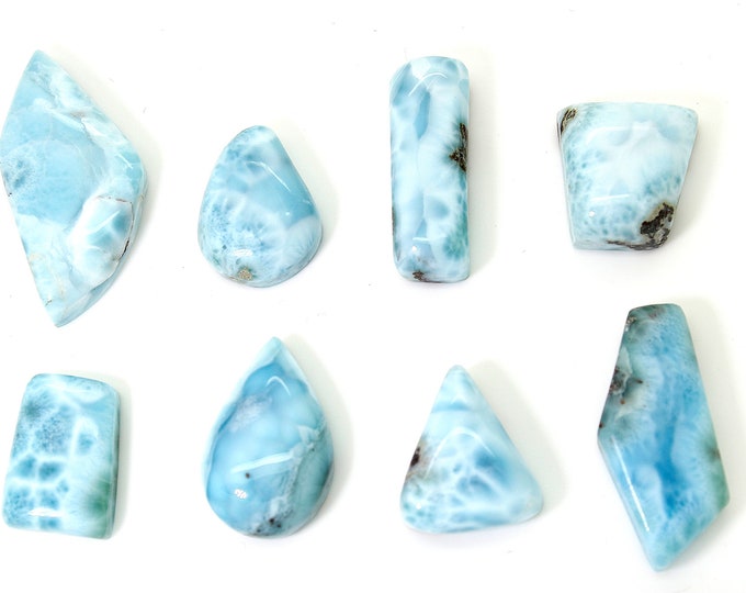 Natural Dominican Larimar Cabochon Chips Rock Stone Gemstone Variety Shape Beads for Ring Necklace Pendant Jewelry Making - PGL61