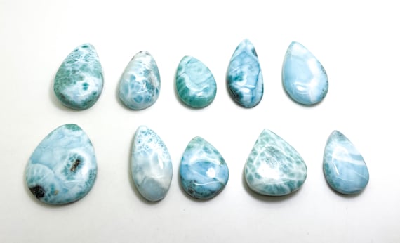 Natural Dominican Larimar Cabochons Rock Gemstone Round Small Oval Flat Rectangle Beads for Pendant Grade AAA - PGL01D