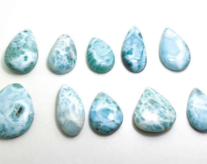 Natural Dominican Larimar Cabochons Rock Gemstone Round Small Oval Flat Rectangle Beads for Pendant Grade AAA - PGL01D