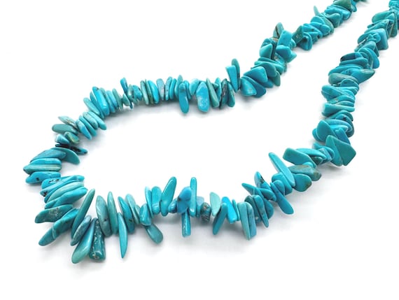 Arizona Kingman Turquoise Graduated Stick Slice Beads – Natural Blue Turquoise Flat Nugget Gemstone | Statement Jewelry Supplies PGS371TQ18