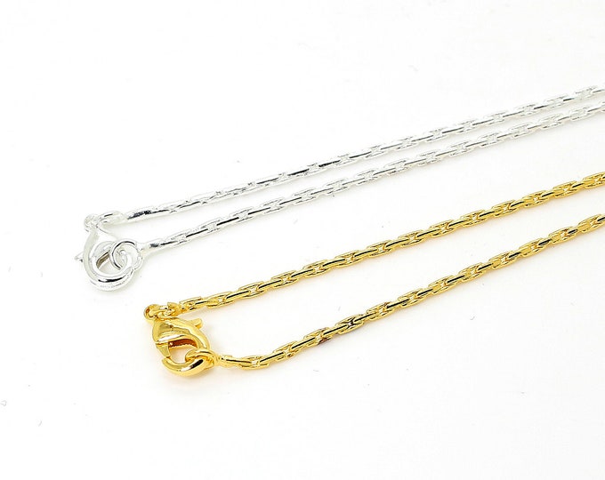 Finished Cable Chain with lobster claw clasp, 23" 1mm Necklace Chain, Jewelry Making  - Electroplated Gold Silver - PCH03