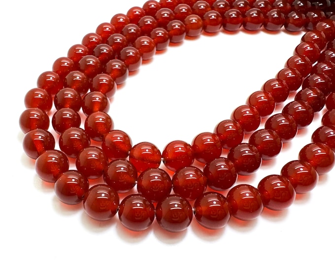 Natural Carnelian Beads, Polished Smooth Round Sphere Natural Carnelian Gemstone Beads (4mm 6mm 8mm 10mm) - PG287