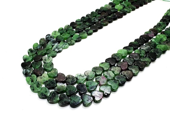Ruby Zoisite Heart Beads: Passion & Growth Gemstone - 6mm